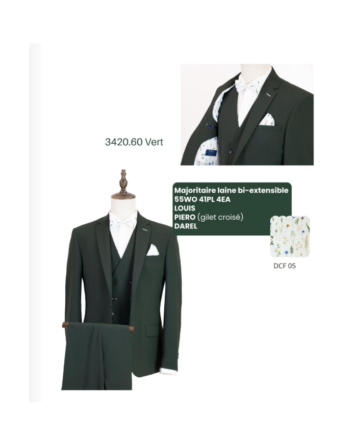 Costume Homme marque française, Louis vert