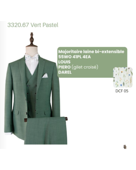 Costume Homme marque française, Louis vert pastel