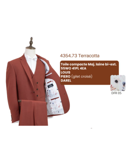 Costume Homme marque française, Louis terracotta