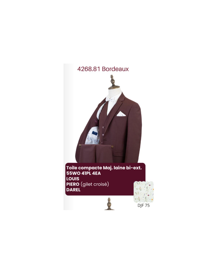 Costume Homme marque française, Louis bordeaux