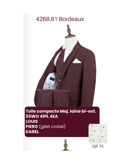 Costume Homme marque française, Louis bordeaux